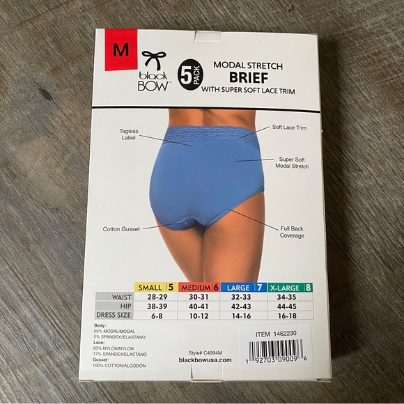 Black Bow Ladies' High Waist Brief, 5-pack - Picture 5 of 13